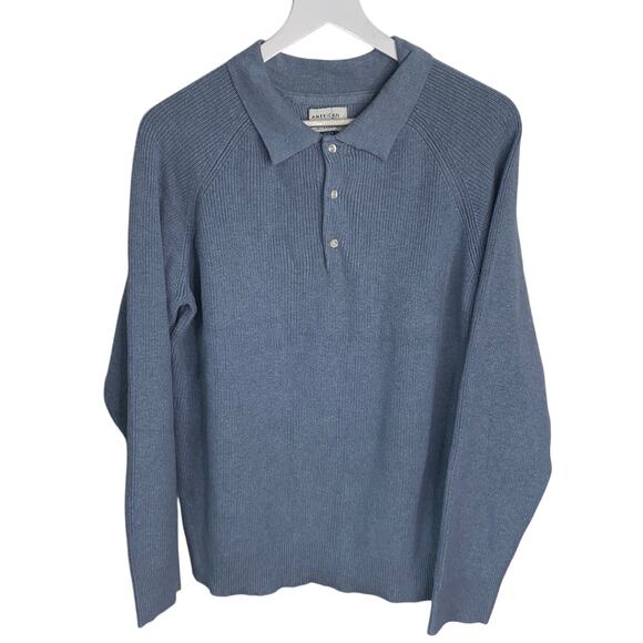 American Eagle Men’s Long-Sleeve Sweater Polo Shirt New with Tag M-046 Size M - Picture 1 of 9